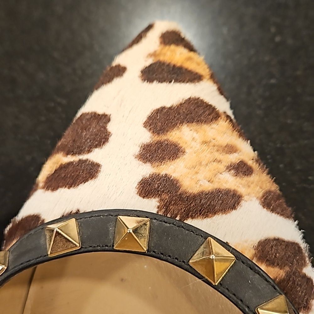 💕VALENTINO GARAVANI💕 Calf Hair Leopard Print Rockstud Ballet Flats 38 EU - Picture 8 of 10